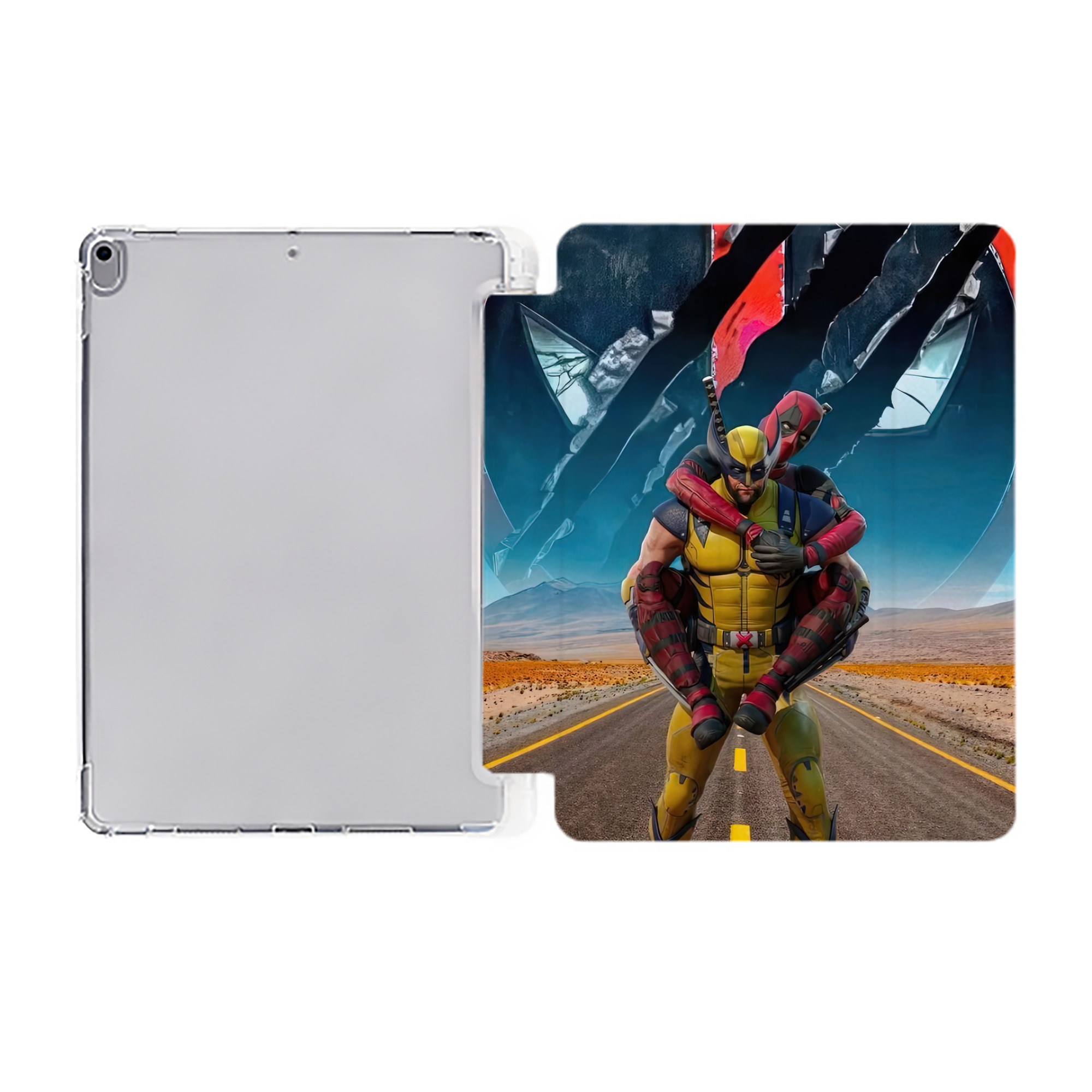 （画像用） Deadpool デッドプール IPad ケース ペン収納付き 三つ折りスタンド PUレザー×シリコン 対応機種9.5/10.5/10.9インチ